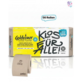 56 Toilettenpapierrollen SET GOLDEIMER, 3-lagig, 56 x 150 Blatt, 100% recycelter Zellstoff, natur, wolkenweich, 8400 Blatt
