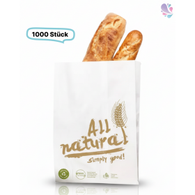 Bäckerfaltenbeutel, Papierbeutel, weiß, 1000 Stück, umweltfreundlich und recyclbar, 12 + 5 x 25 cm