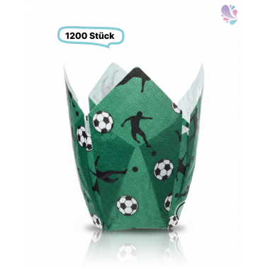 Muffin Tulip Cups, Einweg Papier- Backform, Fussball, 16x 16, 1200 Stk, to go, take away, Grün