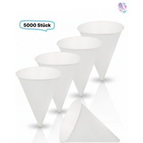 Spitz-Pappbecher, Papp- Cones, Spitzbecher, Volumen: ca. 125 mm, 4,5 oz, Ø 70 mm, 5.000 Stk, weiß