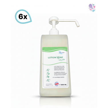 Lotion Cremeseife SET, Qualitäts- Handreinigungsseife, Flüssigseife dermatologisch getestet, 6x Flasche 1.000ml je SET