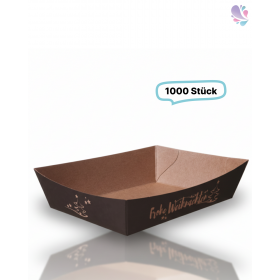 Gebäckschalen, Papier-Schalen, Frohe Weihnachten, 1000 Stück, 130x90x35mm, aluminiumfrei, Barrierelack