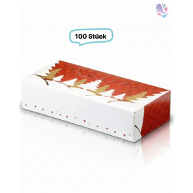 Gebäckkarton , Papier-Stollenkiste, Winterlandschaft, 100 Stück, verschiedene Größen, aluminiumfrei, ohne Sichtfenster