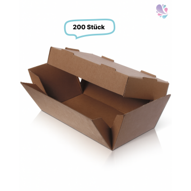 Hamburger-Doppelbox groß, 200 Stk, 24x12x10cm, to go, take away, natürliches Design, faltbar