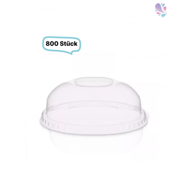 Deckel ohne Loch, Domdeckel RPET - 800 Stück, transparentes recyceltes PET für Cups, klare Becher 225 und 300 ml