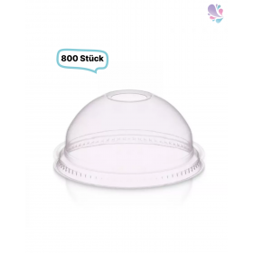 Deckel mit Loch, Domdeckel RPET - 800 Stück, transparentes recyceltes PET für Cups, klare Becher 225 und 300 ml