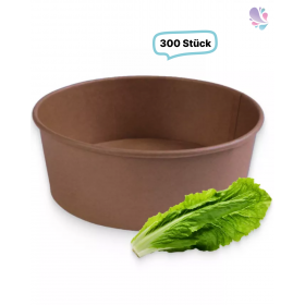 Salatboxen Salatschalen braun 1200ml, 300 Stück, to go, take away, biologisch abbaubar, Kraftpapier+ PLA