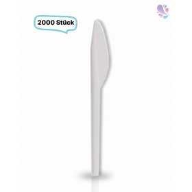 Messer, Plastikmesser, Mehrwegbesteck, 16 cm, 2.000 Stk, weiß, robust, Premium Qualität
