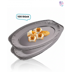 Alu-Platten, Servierplatten, oval, klein, 100 Stk, 35,1 x 24,3 cm