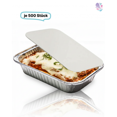 SET:  Alu-Schale + Deckel, Menüschale, 940ml, ungeteilt, rechteckig, 500 Stk, 21,8 x 11,3 x 5,4 cm