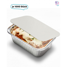 SET: Alu-Schale + Deckel, Menüschale, 470ml, ungeteilt, rechteckig, 1000 Stk, 14,5 x 12 x 4 cm