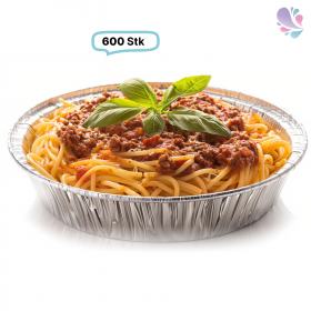 Alu-Schale, Menüschale, 830ml, ungeteilt, rund, 600 Stk, 18cm Ø, Höhe 4,3 cm