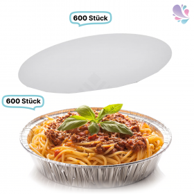 SET: Alu-Schale + Deckel, Menüschale, 830ml, ungeteilt, rund, 600 Stk, 18cm Ø, Höhe 4,3 cm