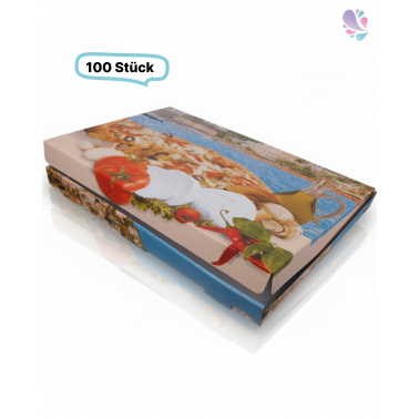 Pizzakarton Pizzabox 40x60x5 weiß mit Neutraldruck 100 Stk, to go, take away, kompostierbar, Kraftkarton, fettresistent