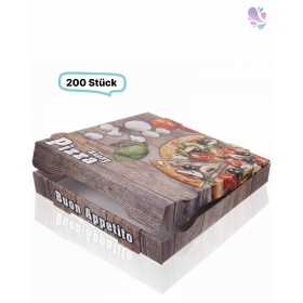 Pizzakarton Pizzabox 26x26x4 weiß mit Neutraldruck 200 Stk, to go, take away, kompostierbar, Kraftkarton, fettresistent