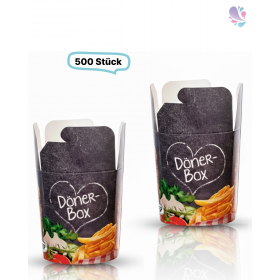 Food Container Dönerbox mit Faltverschluss 710ml 500 Stk, to go, take away, biologisch abbaubar, Neutralmotiv-Design