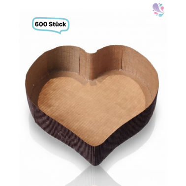 Papier-Backformen Herz groß, 600 Stück, 175x175x45mm, 980ml, Backofen geeignet, aluminiumfrei