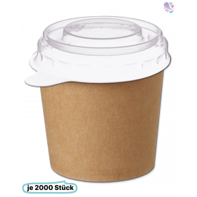 SET: Dressingbecher klein, Becher braun 30ml + Deckel, 2000 Stück, to go, take away, biologisch abbaubar, Kraftpapier+ PE