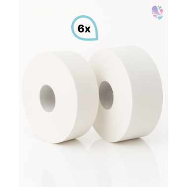 Toilettenpapier JUMBO mit 6 x 300m, 2-lagig, 100% Zellstoff, reißfest, saugstark