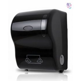 Handtuchspender Autocut, Sichtfenster, abschließbar, ABS-Hartkunststoff, Farbe Schwarz