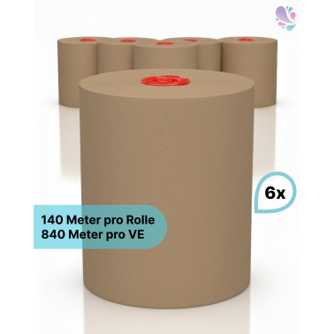 Handtuchrollen "ECO-Natural" 6 Rollen je SET, 2-lagig, 140m je Rolle, 100% FSC/Recycling, für Blanc Cosmos Handtuchspender