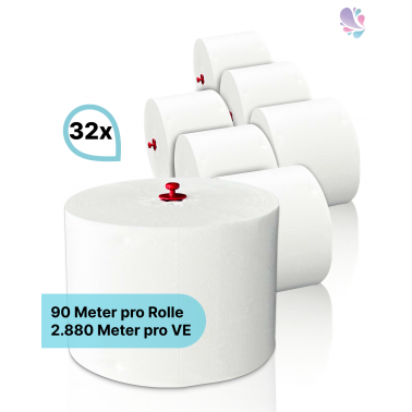 Toilettenpapier Blanc "Long Life 3L", 3-lagig, 90m je Rolle, 100% Zellstoff, ERGIEBIG wie 208 Rollen, f. Blanc Cosmos Spender