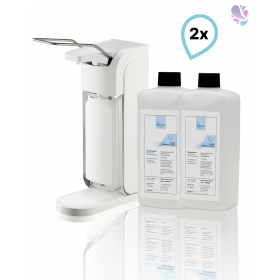 SET: Armhebelspender Blanc UNIVERSAL + Haut- und Händedesinfektion SET, 6 Flaschen à 500 ml