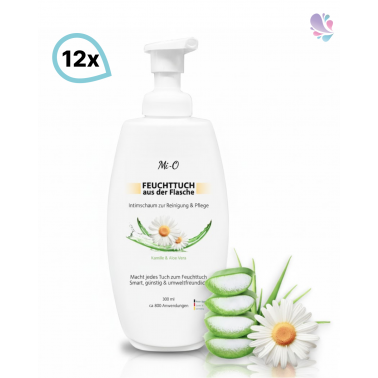 Feuchttuch aus der Flasche 12x300ml, Intim Reinigungsschaum Mi-O, ultra ergiebig, Alternative für Feuchttücher