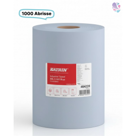 Putzrolle KATRIN Putztuchrollen XXL 500, 3-lagig, blau, 1.000 Abrisse, 2 Rollen, gesamt 1000 m, für den täglichen Bedarf