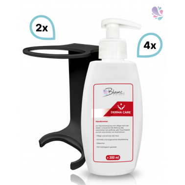 SET: Mini Fix-System - 2x Mini Fix Spender, weiß oder schwarz + Hautpflegecreme, regenerierend, sehr ergiebig, 4x300 ml