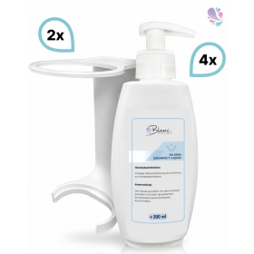 SET: Mini Fix-System - 2x Mini Fix Spender, weiß oder schwarz + Hand- & Hautdesinfektion, medizinisch, 4x300 ml