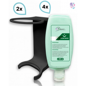 SET: Mini Fix-System - 2x Mini Fix Spender, weiß oder schwarz + Grobreiniger für stärkere Verschmutzungen, natürlich, 4x300 ml