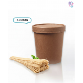 Soup Becher Suppenbehälter mit Membrandeckel 480 ml 16 oz 500 Stk, to go, take away, kompostierbar, natürliches Design