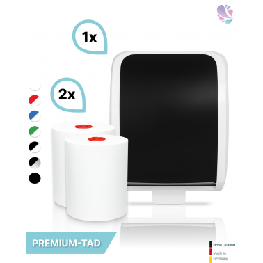 SET: Handtuchrollenspender Autocut, Blanc Cosmos verschied. Farben + 2 Handtuchrollen PREMIUM TAD - PRODUKTSET