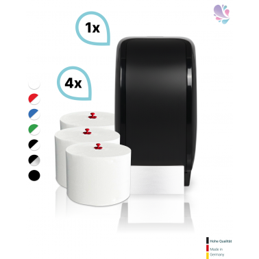 SET: 1x Toilettenpapierspender Doppelrollen Blanc Cosmos verschied. Farben + 4 Toilettenpapierrollen Long Life 3L - PRODUKTSET
