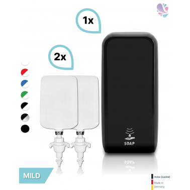 SET: Schaumseifenspender SENSOR, berührungslos Blanc Cosmos versch. Farben+2x 1-Liter Schaumseife mild - PRODUKTSET
