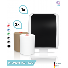 Handtuchrollenspender Autocut, Blanc Cosmos verschied. Farben + 1 Rolle PREMIUM TAD + 1 Rolle ECO Natural - PRODUKTSET