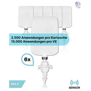 Cosmos Sensor Schaumseife 15.000 Anwendungen, 6 x 1 Liter, inkl. Pumpe, vakuumierte Kartusche, made in Germany