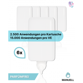 Schaumseife parfümfrei, mild, 6x1 Liter je SET, 2.500 Anwendungen je Liter für Blanc Cosmos Schaumseifenspender Manuell