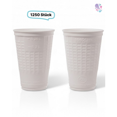 Thermo- Trinkbecher weiß mit hohem Hitzeschutz, R-PP-Recycling Volumen: 0,20- 0,25l, 1.250 Stk, Heißgetränkegenuss