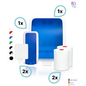 KOMPLETT-SET Waschraum MANUELL: Handtuchrollenspender AUTOCUT + 2 TAD Handtuchrollen + Schaumseifenspender MANUELL+ 2 Kartuschen