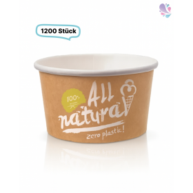 Eisbecher Zero Plastic 230ml, 1.260 Stück, recycelbar, aus natürlichem Papier ohne Kunststoffbeschichtung