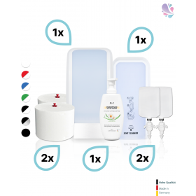 KOMPLETT-SET Toilettenkabine: Toilettenpapierspender + SENSOR Sitzreinigung + Reinigungsschaum + Füllmittel
