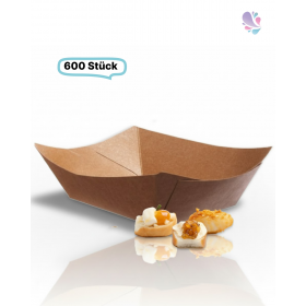 Snack-Schale Fingerfood groß, 600Stk, 800ml, 210x150x55mm, to go, take away, kompostierbare Kartonschiffchen