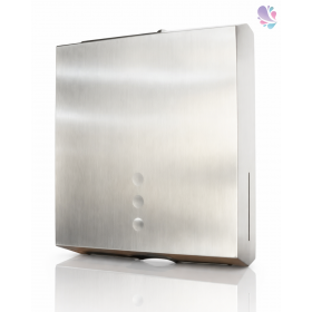 Falthandtuchspender, Papierhandtuchspender EDELSTAHL matt, mit Sichtfenster, Kapazität: 600 Faltpapiere, abschließbar