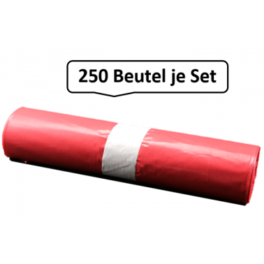 Qualitäts-Müllsack 120 Liter, rot, 38my, 250 Beutel je SET