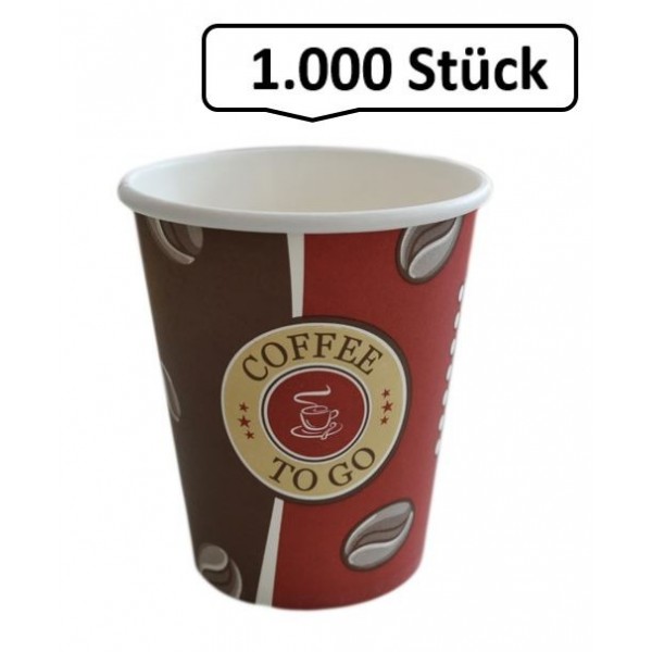 Kaffeebecher, Pappbecher Topline 8oz, Volumen: 0,20 l, Ø 80 mm, 1.000 Stk, Coffee To Go