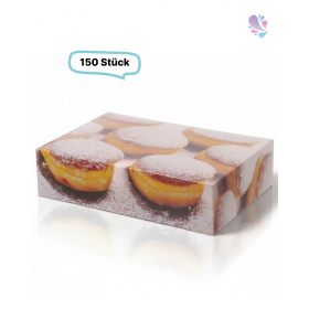 Berliner Box Krapfen Karton 1-teilig 310 × 220 × 80 mm – lebensmittelecht, robust, 150 Stück
