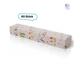 Berliner Box Krapfen Karton KONFETTI 1-teilig 600 × 110 × 80 mm – lebensmittelecht, robust, 60 Stück