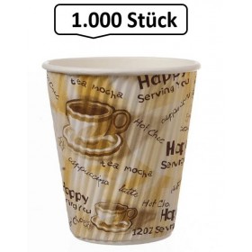 Kaffeebecher geriffelt Pappbecher 12oz, Volumen: 0,30 l, Ø 90 mm, 1.000 Stk